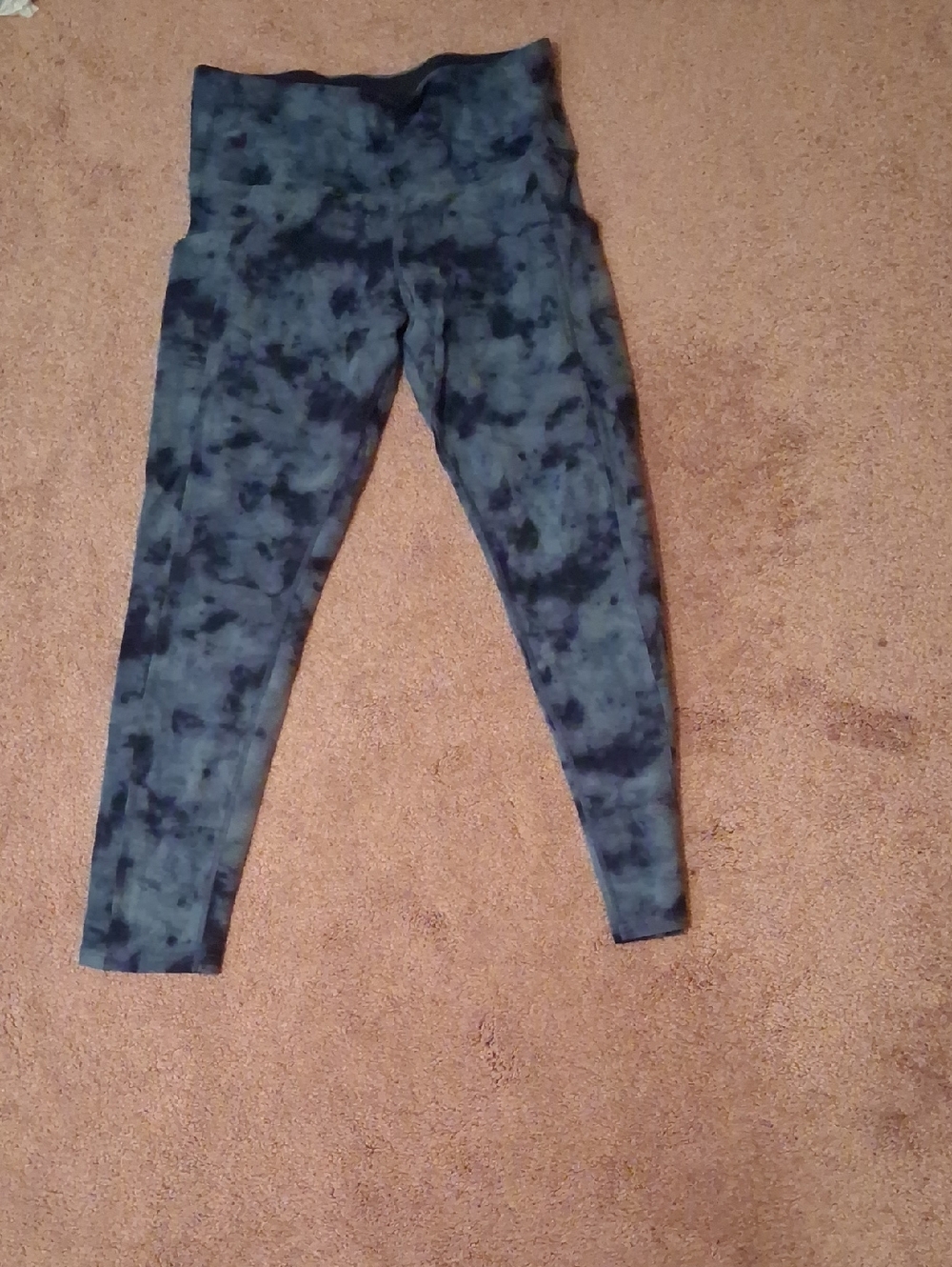 Tuff Athletics Blue-Grey Tie-Dye High-Waist Leggings